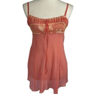 Vtg Victoria’s Secret Y2K Silk Iconic Milkmaid Pink Babydoll Slip Dress S FLAWS